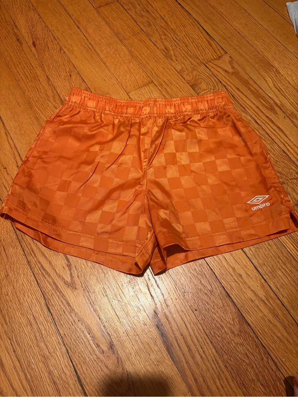 Umbro Orange Checkerboard Kids Athletic Shorts